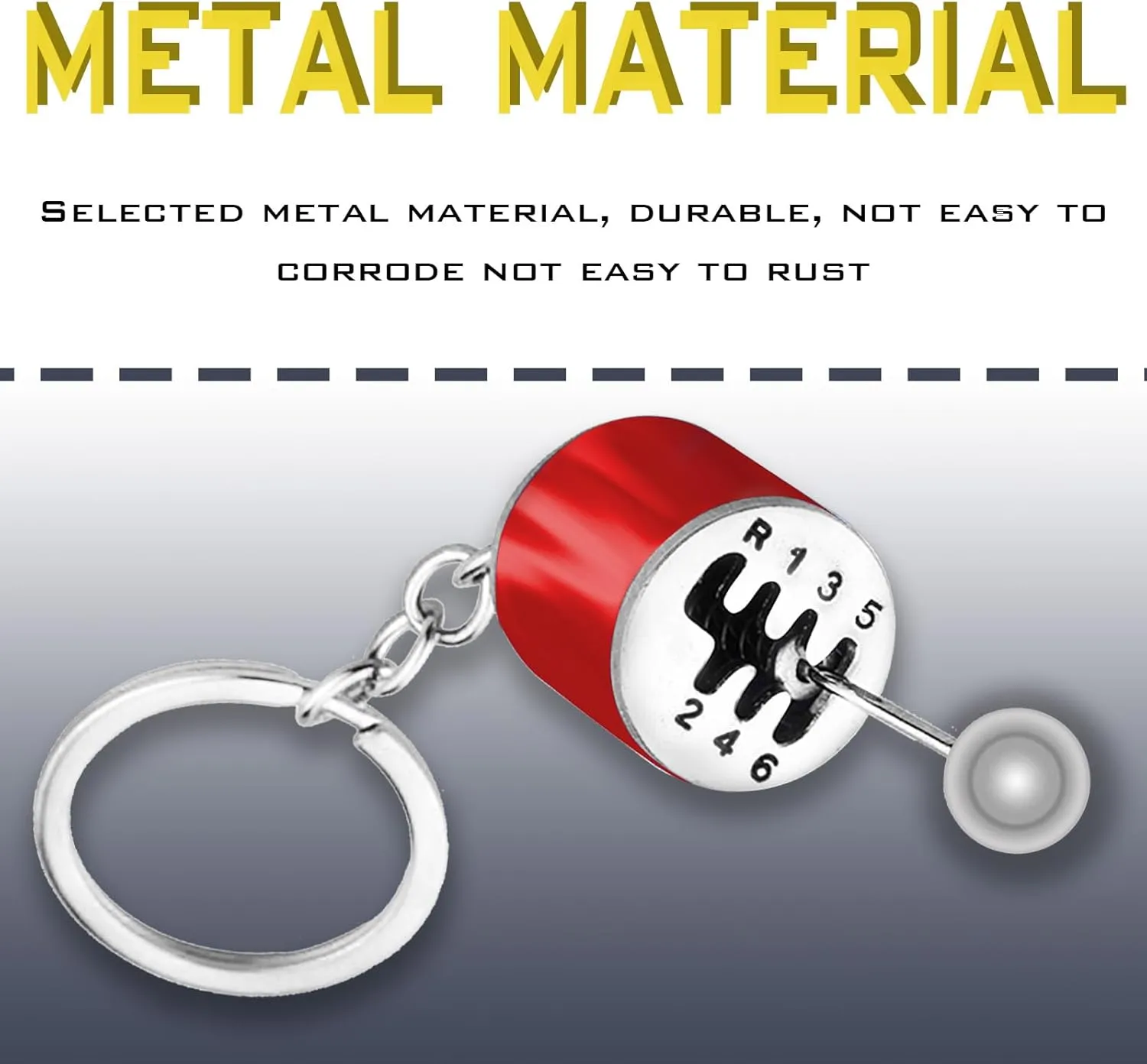 1 Pcs 6 Speed Manual Car Shifter Keyring, Metal Key Chain Model, Auto Gear Shifter Model Keychain, Suitable For Both Men And Women Red