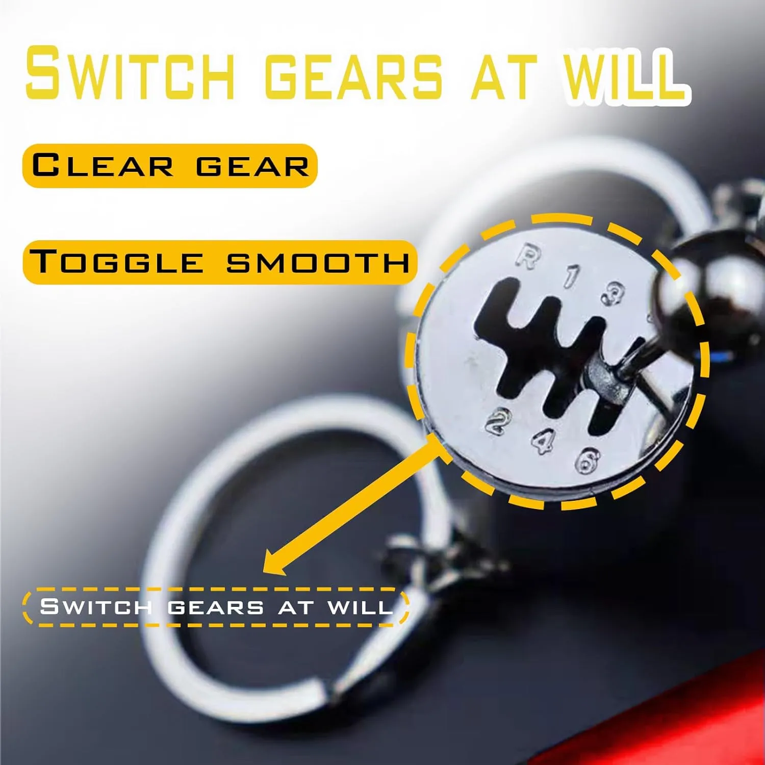 1 Pcs 6 Speed Manual Car Shifter Keyring, Metal Key Chain Model, Auto Gear Shifter Model Keychain, Suitable For Both Men And Women Red