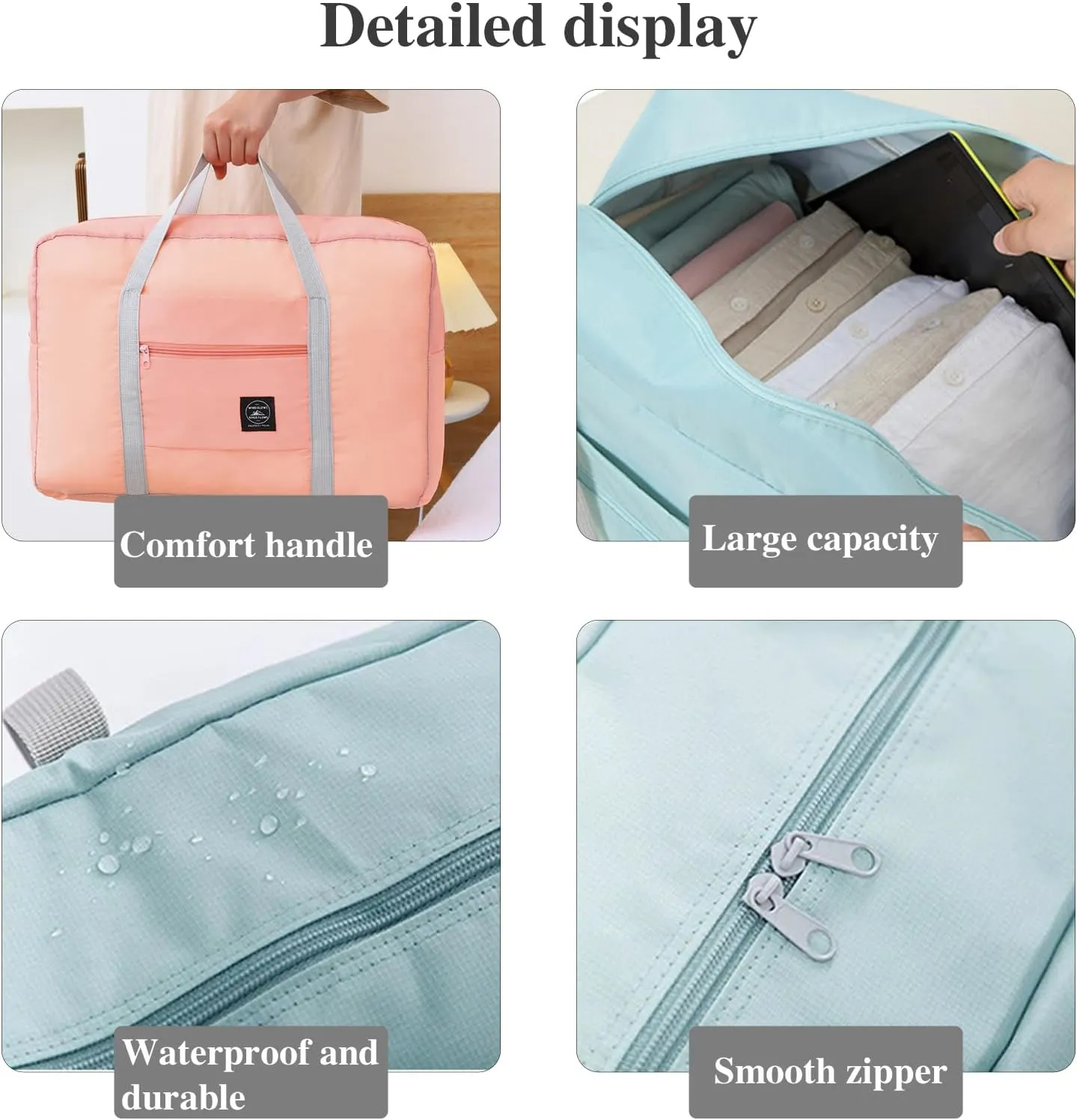 2 Pack Foldable Travel Duffel Bag with Trolley Sleeve, Lightweight Collapsible Luggage Bags for Traveling, Folding Over Night Bag, Carry on Weekender Bags for Women Men Clearance (Wine Red)