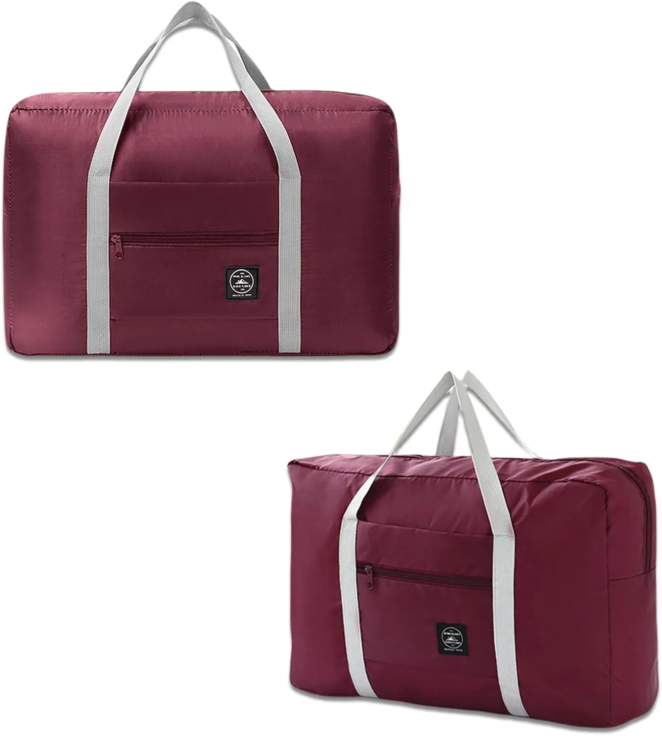 2 Pack Foldable Travel Duffel Bag with Trolley Sleeve, Lightweight Collapsible Luggage Bags for Traveling, Folding Over Night Bag, Carry on Weekender Bags for Women Men Clearance (Wine Red)