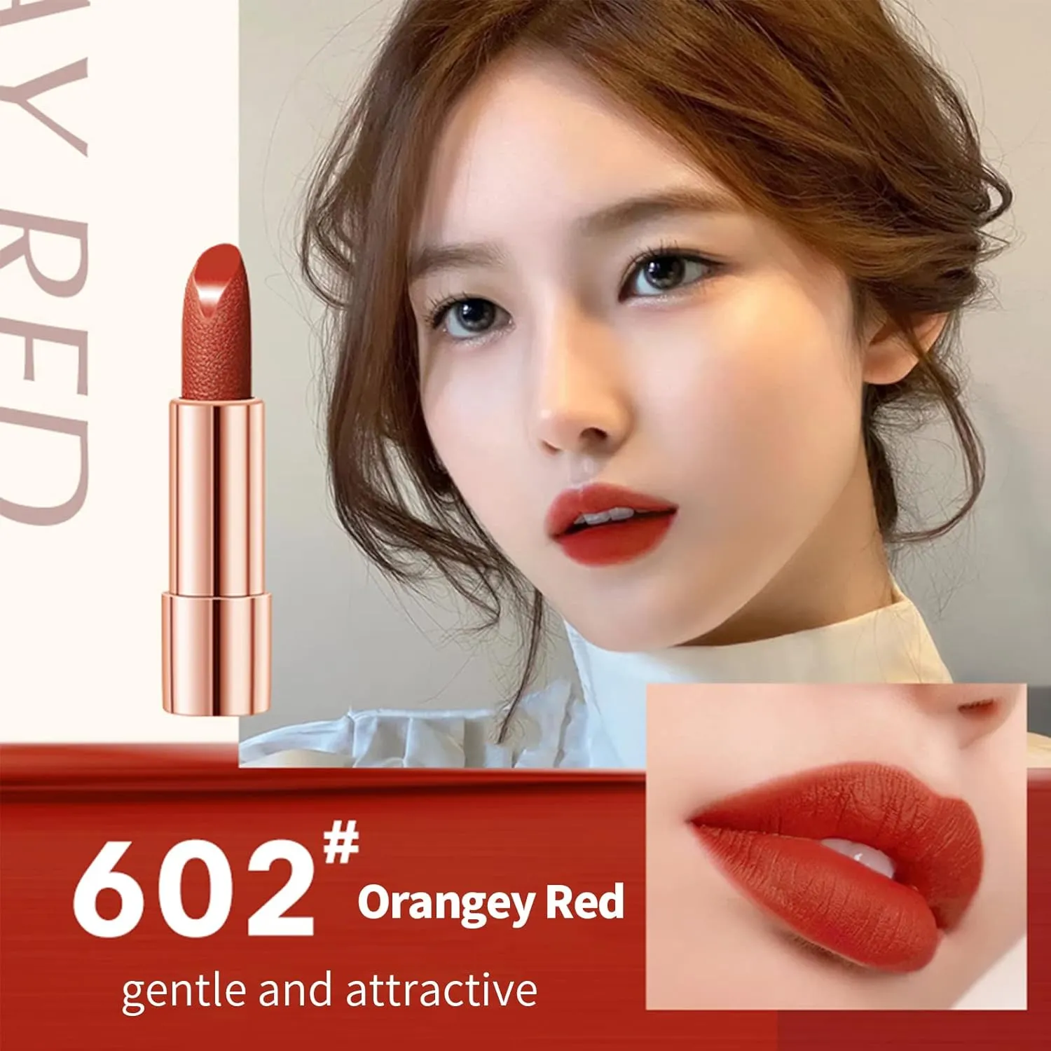 3 Colors Matte Lipstick Set Lip Stick with Orange Chain Bag Package Velvet Lip stick Set Waterproof Non-Stick Cup Long Lasting Retractable Red Lipstick Set 3.5gx3 Pcs