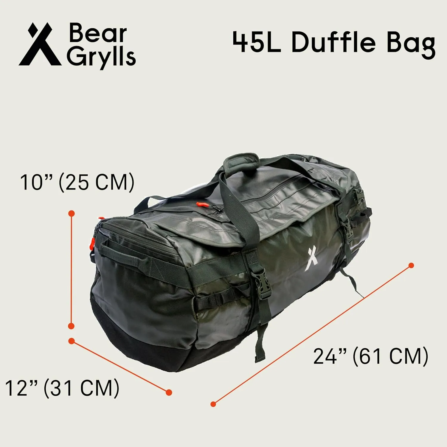 45L Duffel Backpack Folding Duffle Bag for Travel - Durable and Water-Resistant, with Tuck-Away Backpack Straps, U-Lid & Internal Mesh Pockets