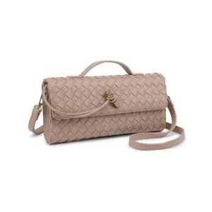 Ada Top Handle Woven East West Clutch Crossbody Nude