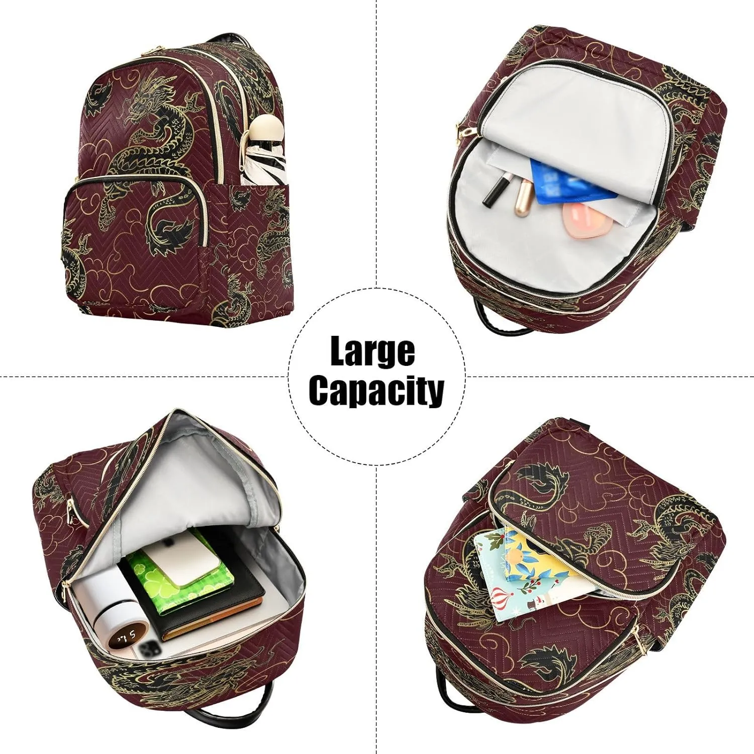 ALAZA Funny Dragon Women Backpack Purse Ladies Fashion Shoulder Bag Daypack Travel Bag 10L