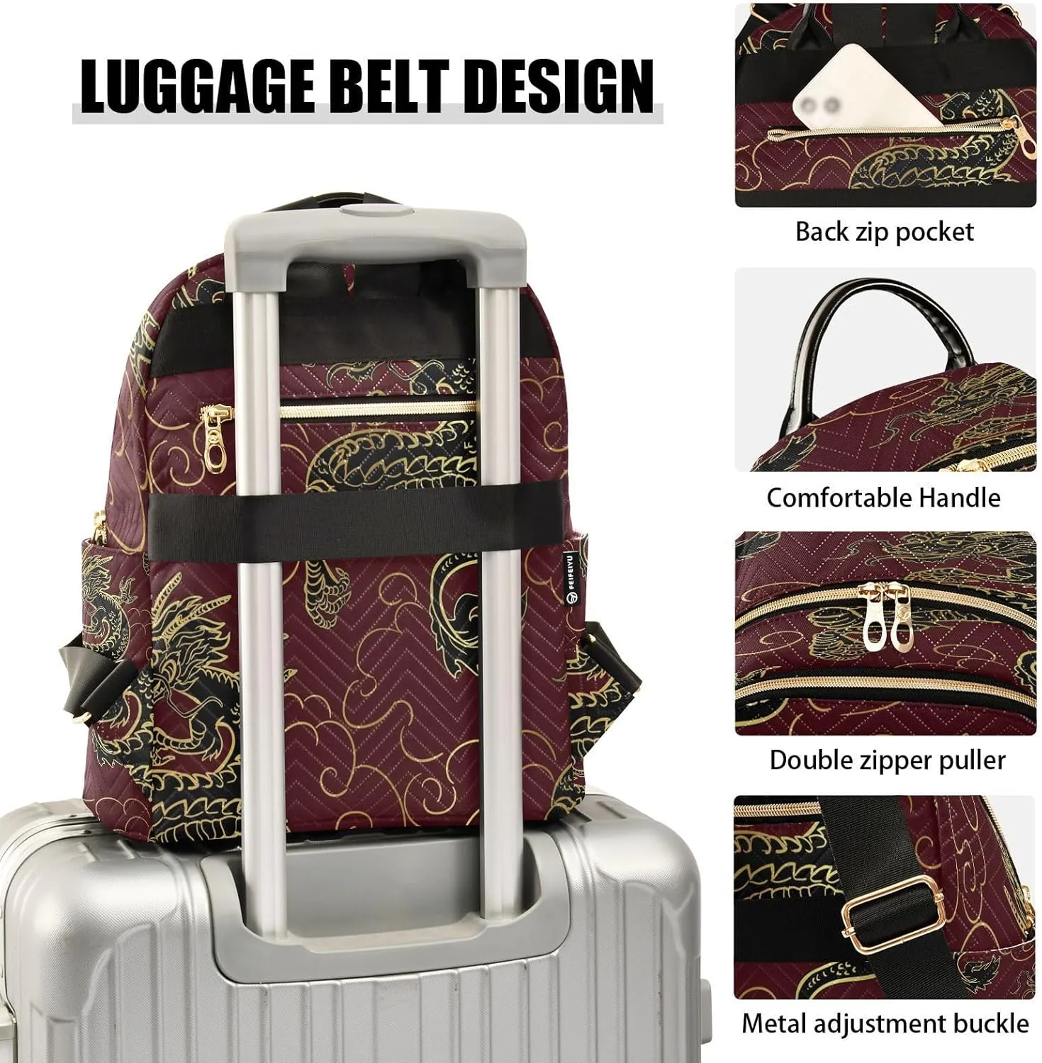 ALAZA Funny Dragon Women Backpack Purse Ladies Fashion Shoulder Bag Daypack Travel Bag 10L