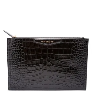 Antigona Large Flat Zip Pouch Black