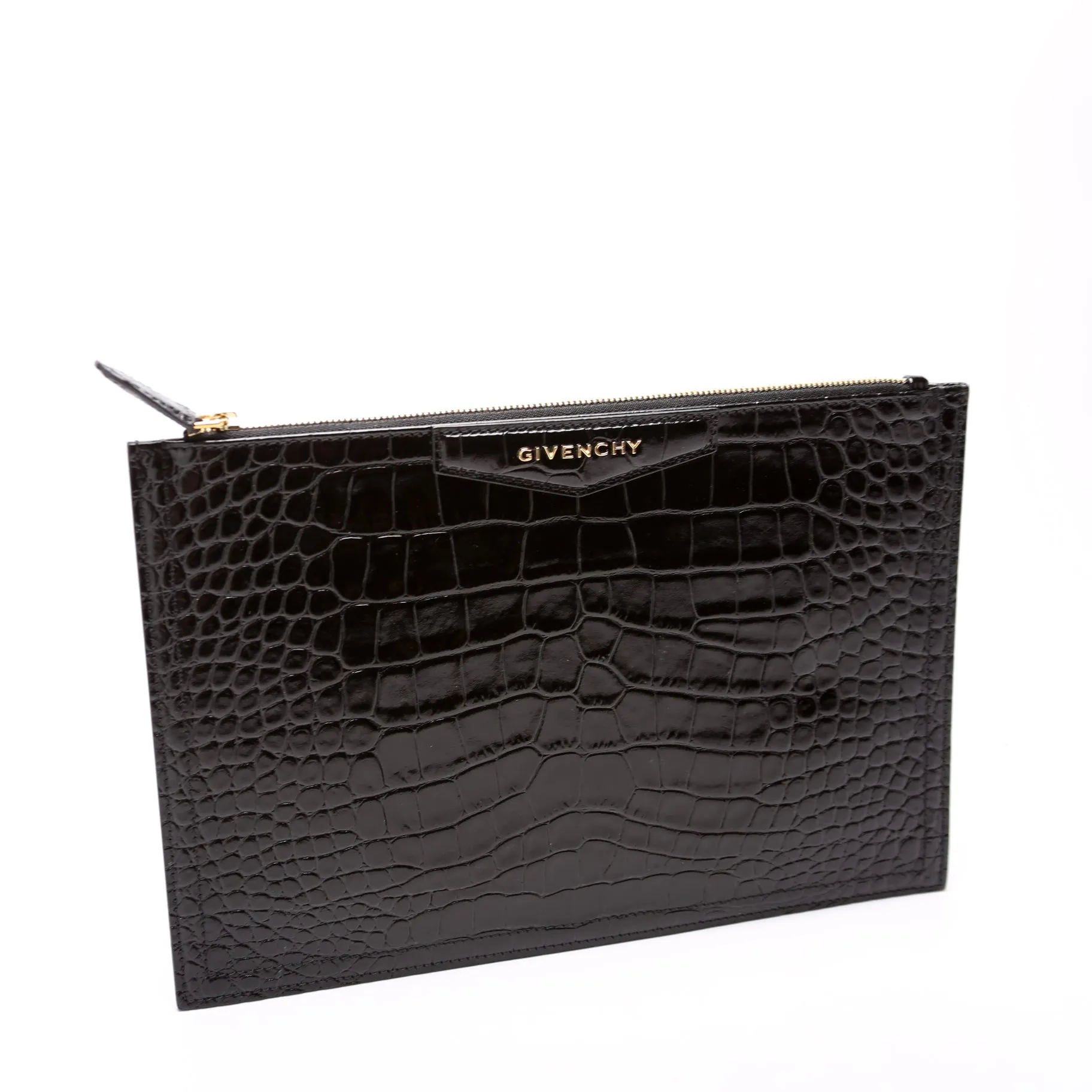 Antigona Large Flat Zip Pouch Black
