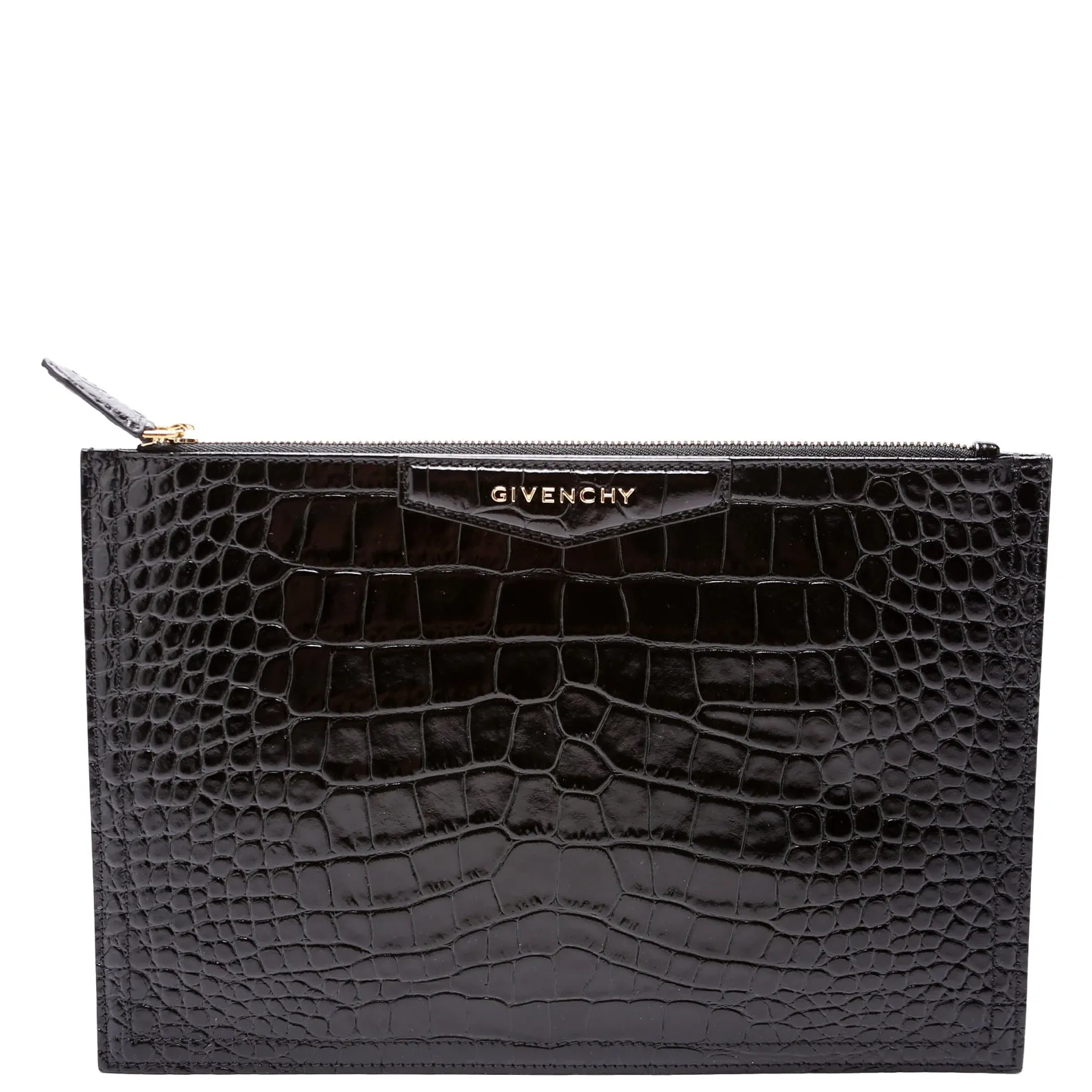 Antigona Large Flat Zip Pouch Black