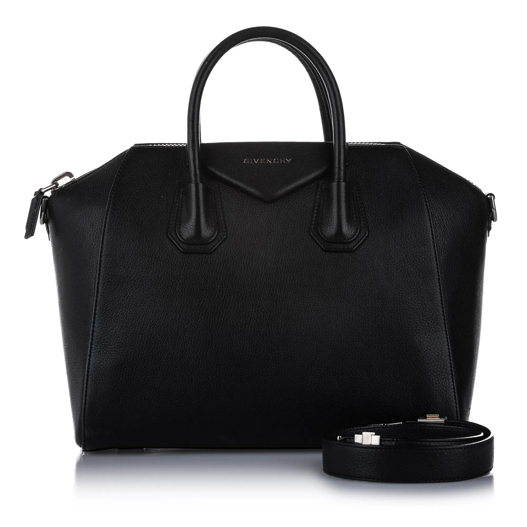Antigona Medium Leather Satchel Black