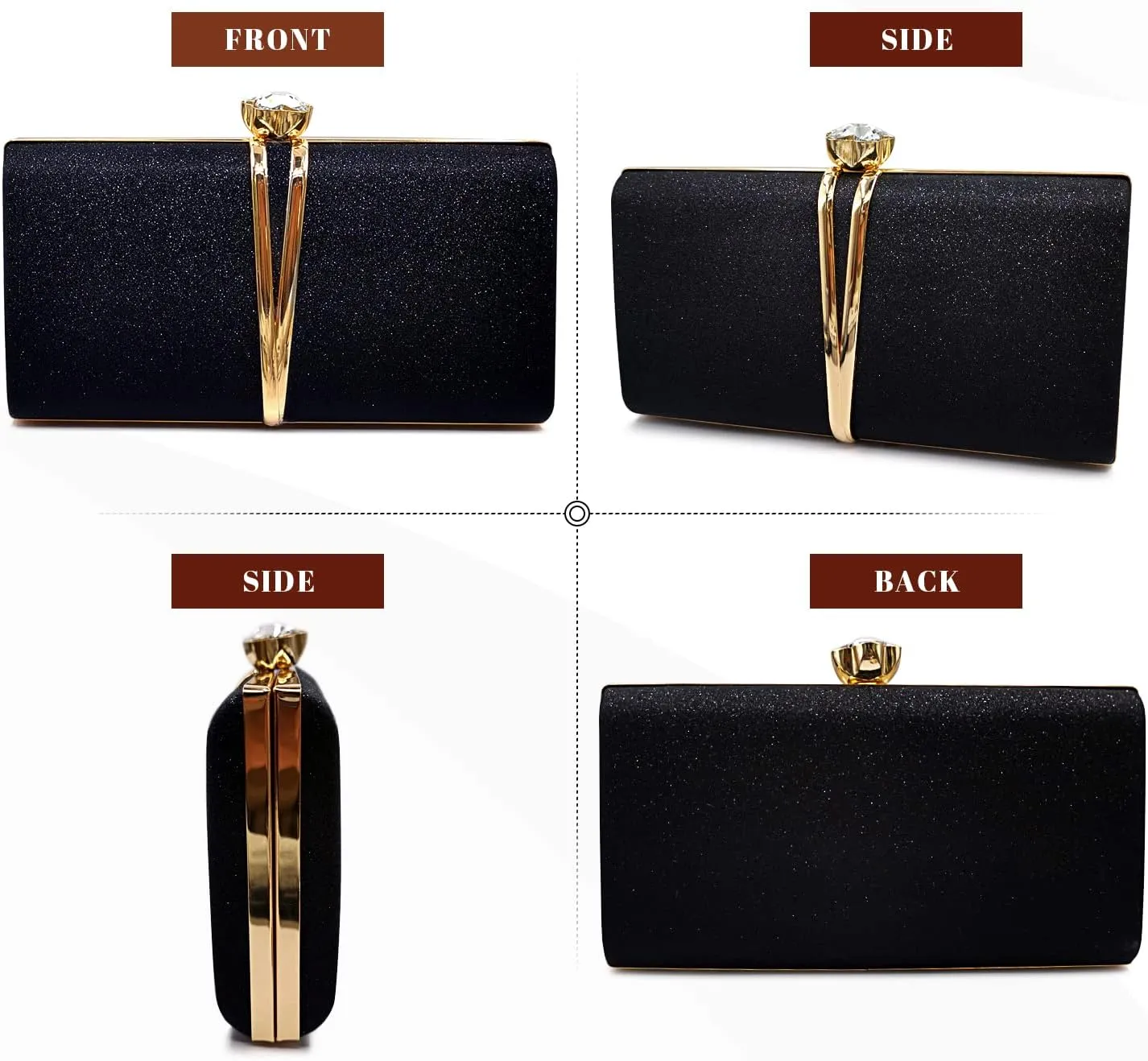Aovtero Evening Bag Clutch Purses Women Wedding Party Bridal Handbag with Chain