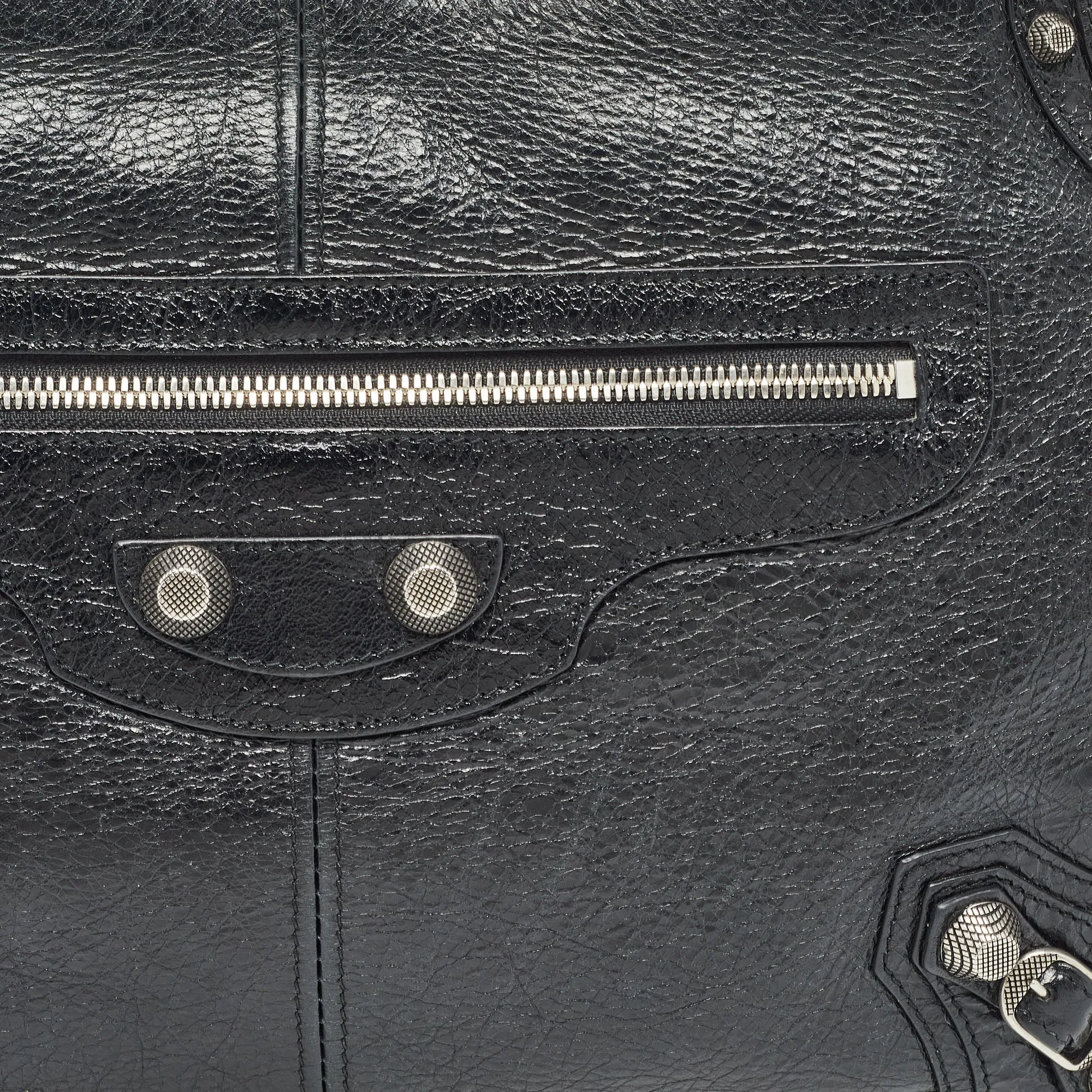 BALENCIAGA Black Leather Le Cagole Wristlet Pouch
