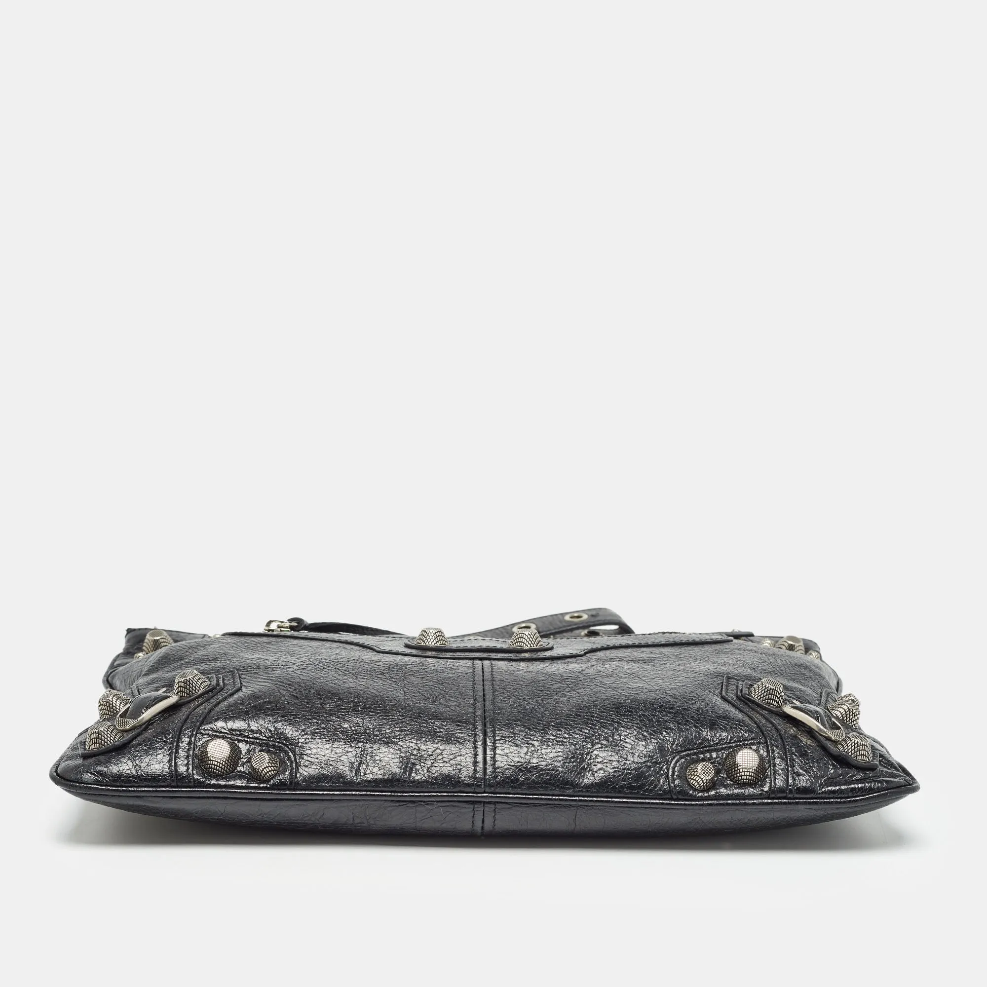 BALENCIAGA Black Leather Le Cagole Wristlet Pouch
