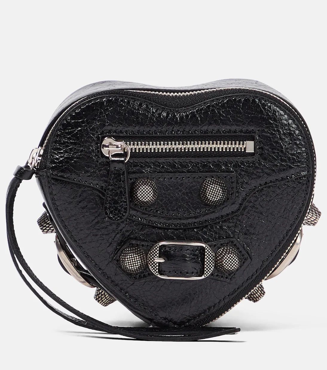 Balenciaga Le Cagole Heart Leather Coin Purse Black