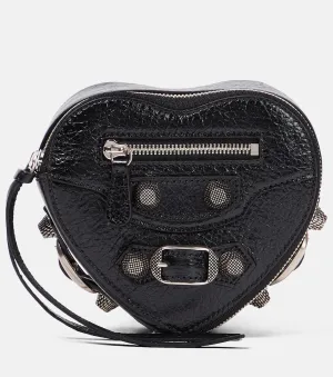 Balenciaga Le Cagole Heart Leather Coin Purse Black