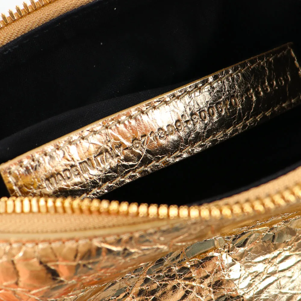 BALENCIAGA - Sac à bandoulière Cagole XS strass en cuir doré