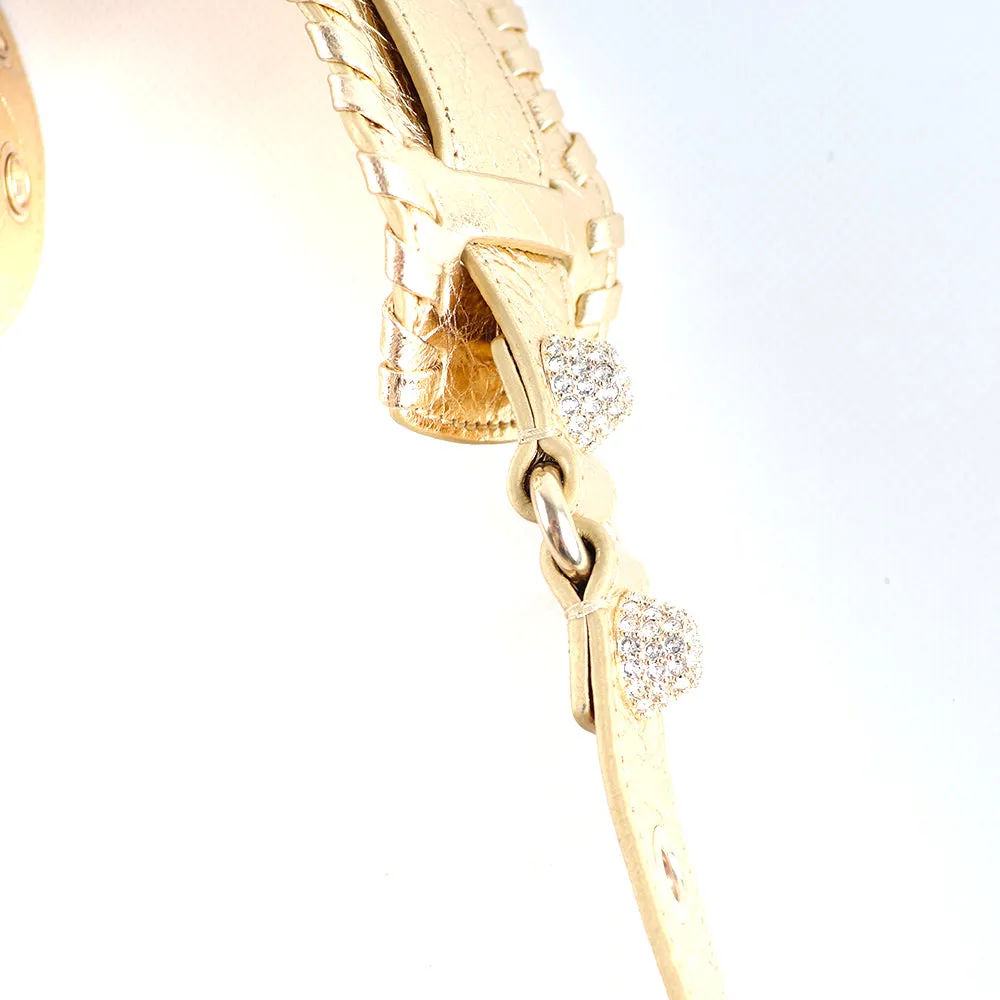 BALENCIAGA - Sac à bandoulière Cagole XS strass en cuir doré