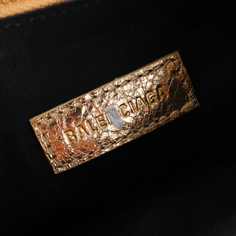 BALENCIAGA - Sac à bandoulière Cagole XS strass en cuir doré