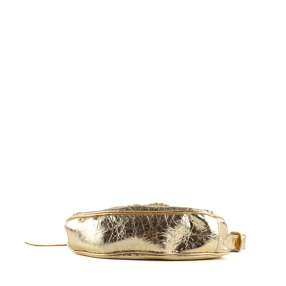 BALENCIAGA - Sac à bandoulière Cagole XS strass en cuir doré