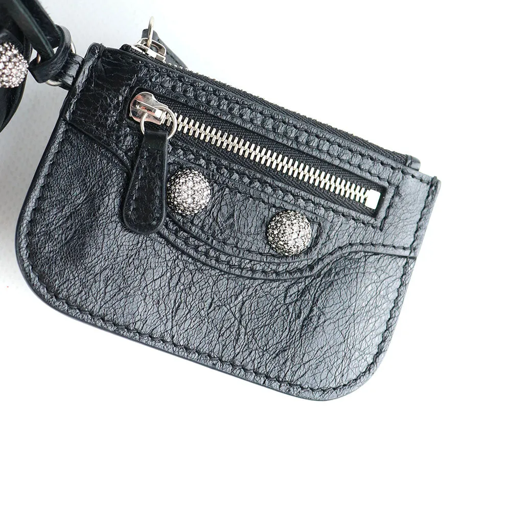BALENCIAGA - Sac à bandoulière Cagole XS strass en cuir noir