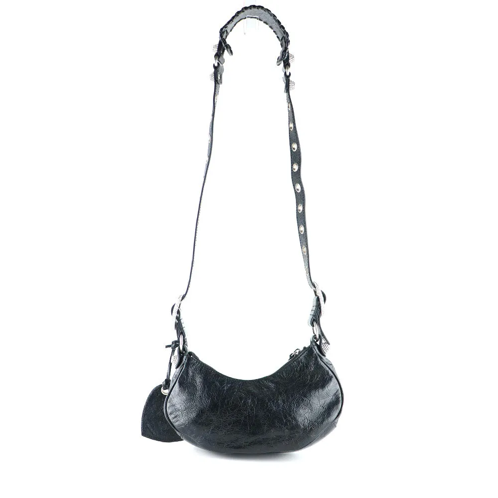 BALENCIAGA - Sac à bandoulière Cagole XS strass en cuir noir