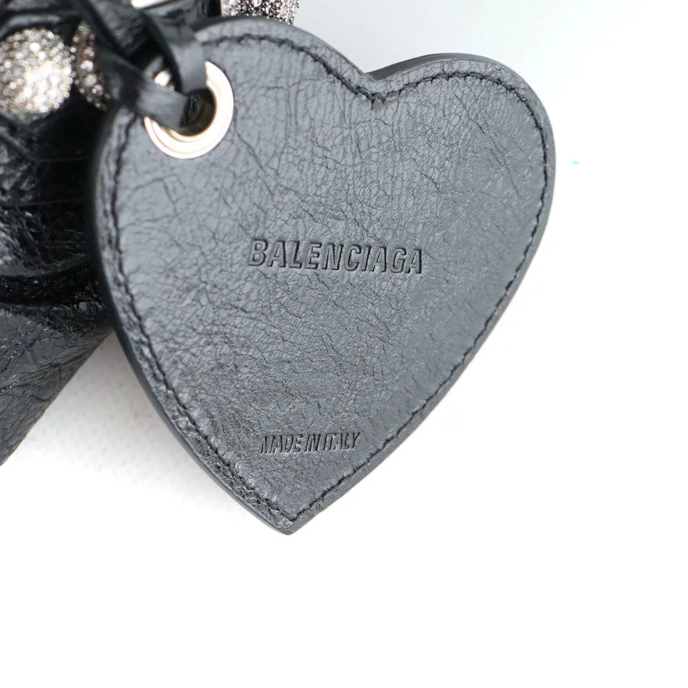 BALENCIAGA - Sac à bandoulière Cagole XS strass en cuir noir