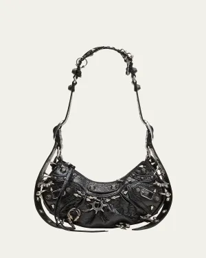 Cagole XS Spike Leather Hobo Shoulder Bag