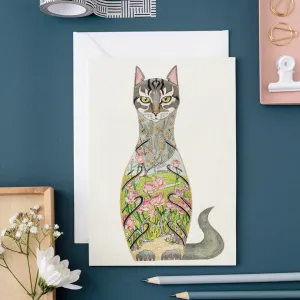 Cat in a Rose Garden Card
