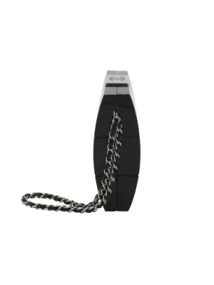 Chanel Black Perspex Lucite Minaudiere Clutch / Chain Wristlet Collectors