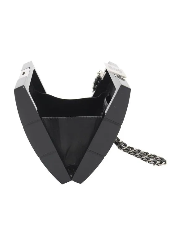 Chanel Black Perspex Lucite Minaudiere Clutch / Chain Wristlet Collectors
