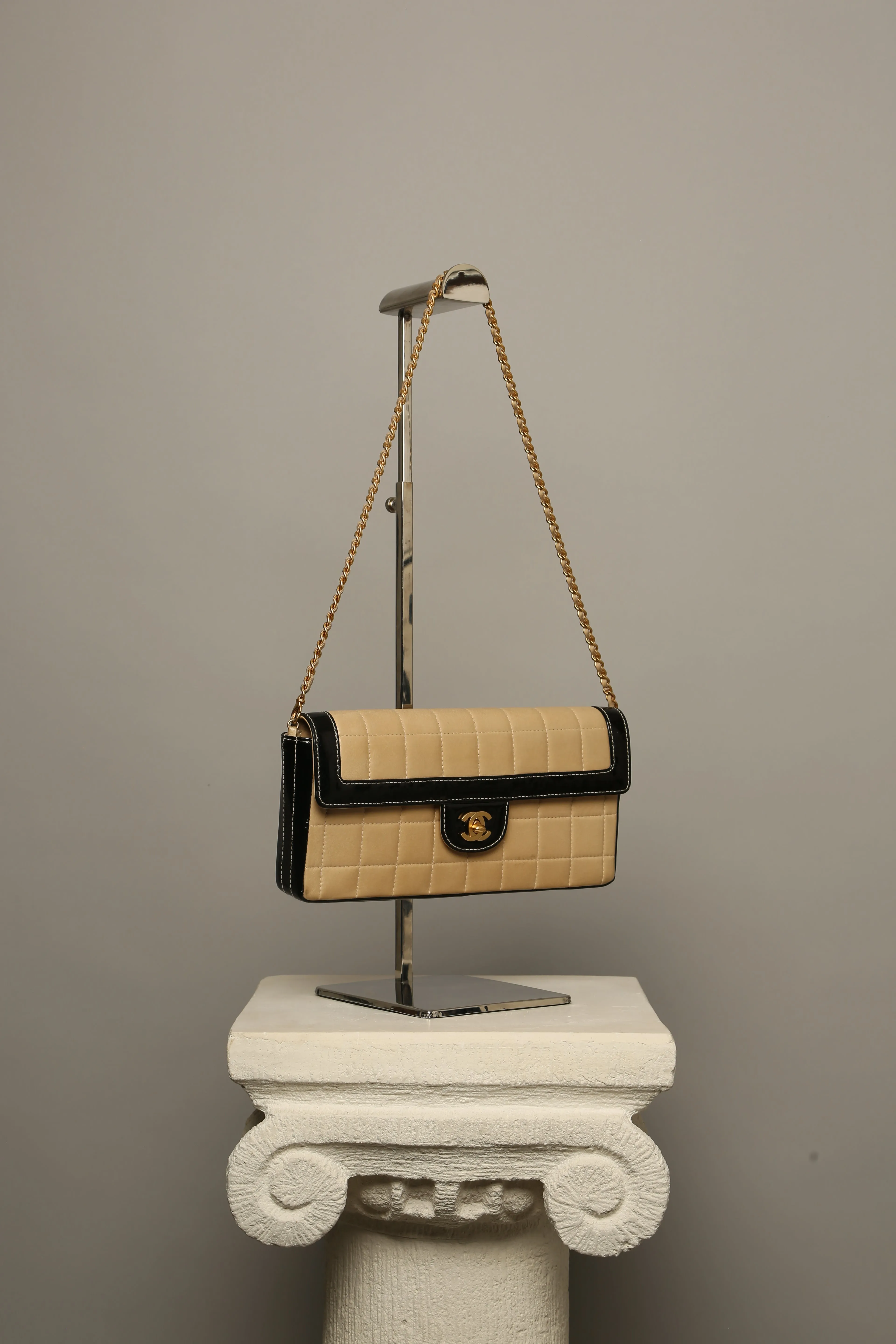 Chanel East West Chocolate Bar Flap Bag