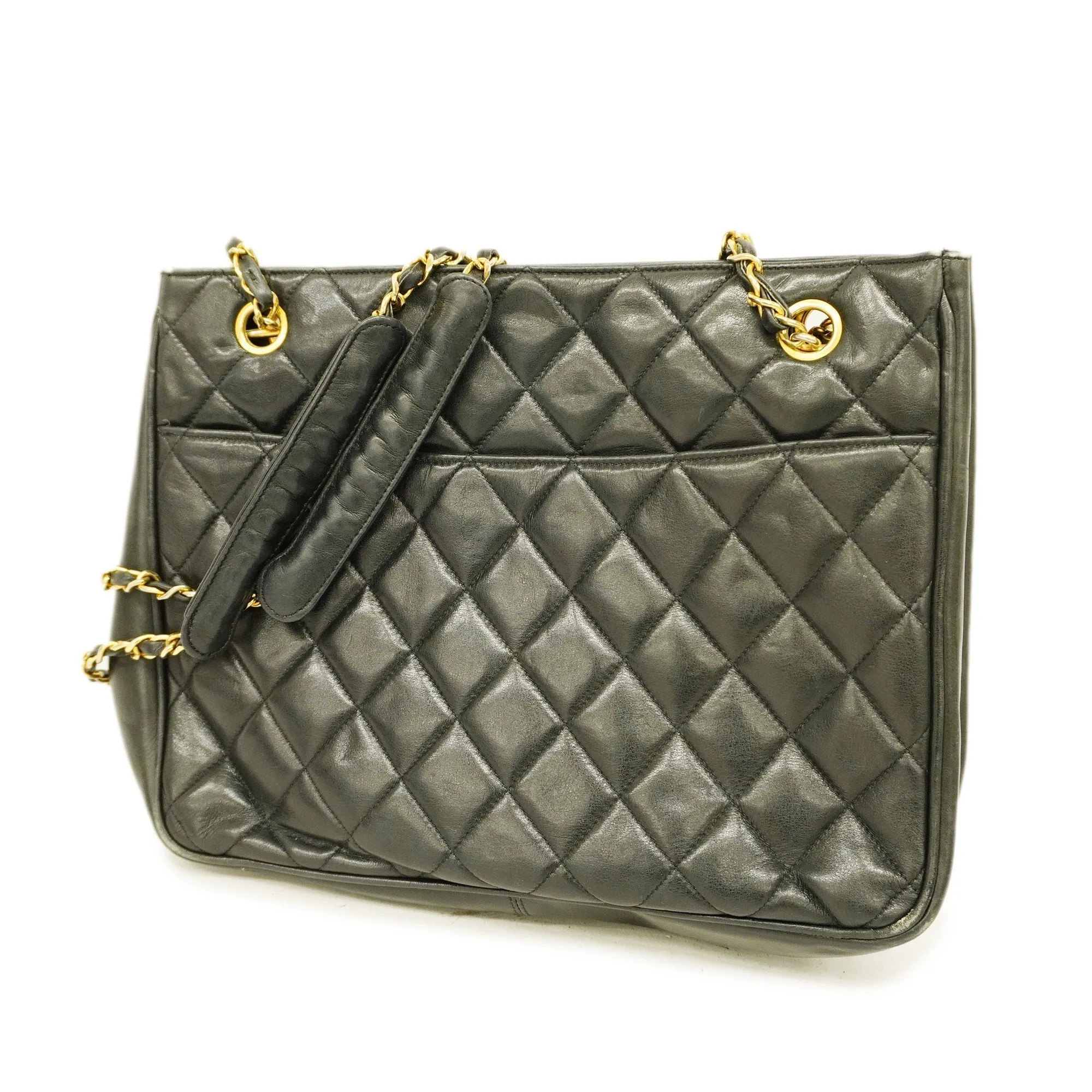 CHANEL  Matelasse Chain Shoulder Leather Shoulder Bag Black
