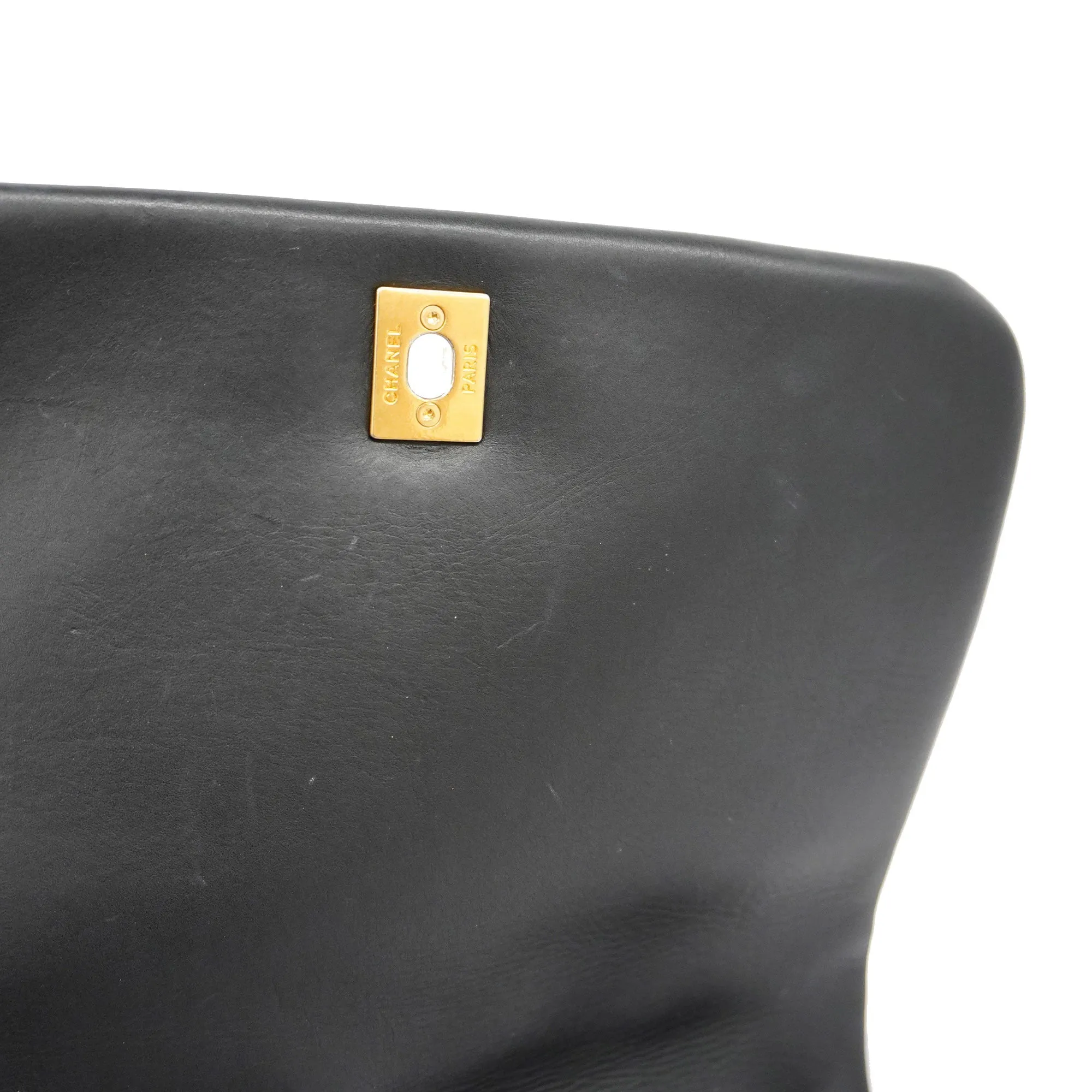 CHANEL[3ca0444] Auth  Shoulder Bag Matelasse Chain Shoulder Lambskin Black Gold metal