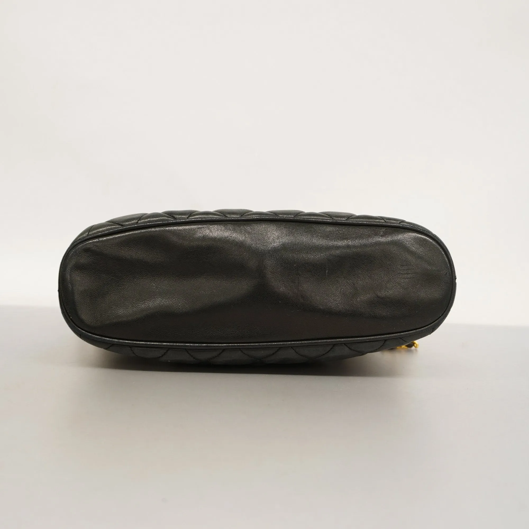 CHANELAuth  Matelasse Chain Shoulder With Fringes Leather Shoulder Bag Black