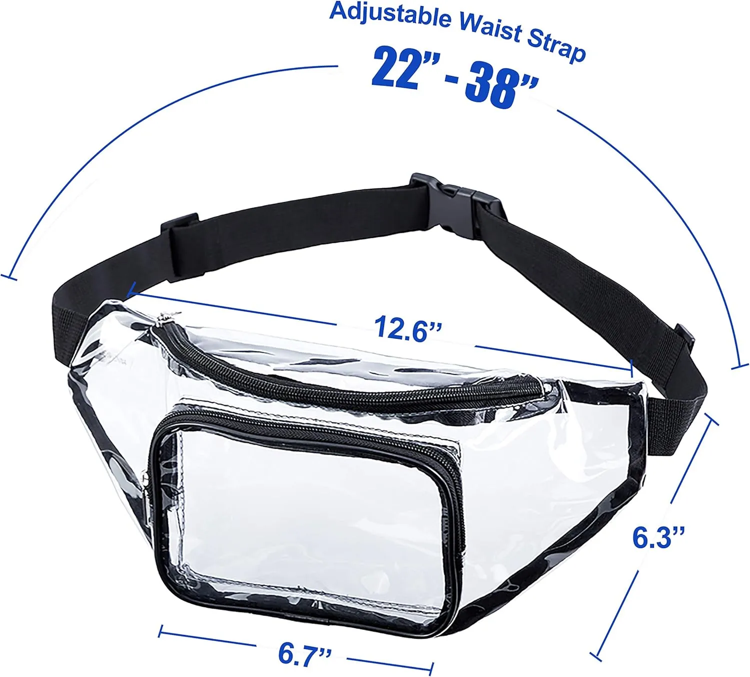 Clear Fanny Pack,Stadium Approved Waist Pack for Festival, Games,Travel and Concerts(Black)
