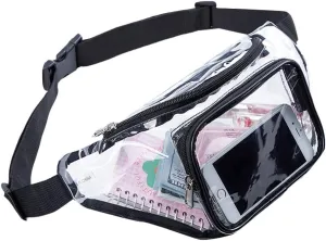 Clear Fanny Pack,Stadium Approved Waist Pack for Festival, Games,Travel and Concerts(Black)