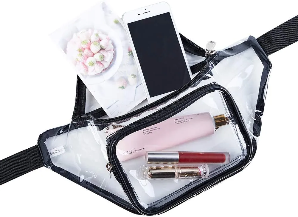 Clear Fanny Pack,Stadium Approved Waist Pack for Festival, Games,Travel and Concerts(Black)