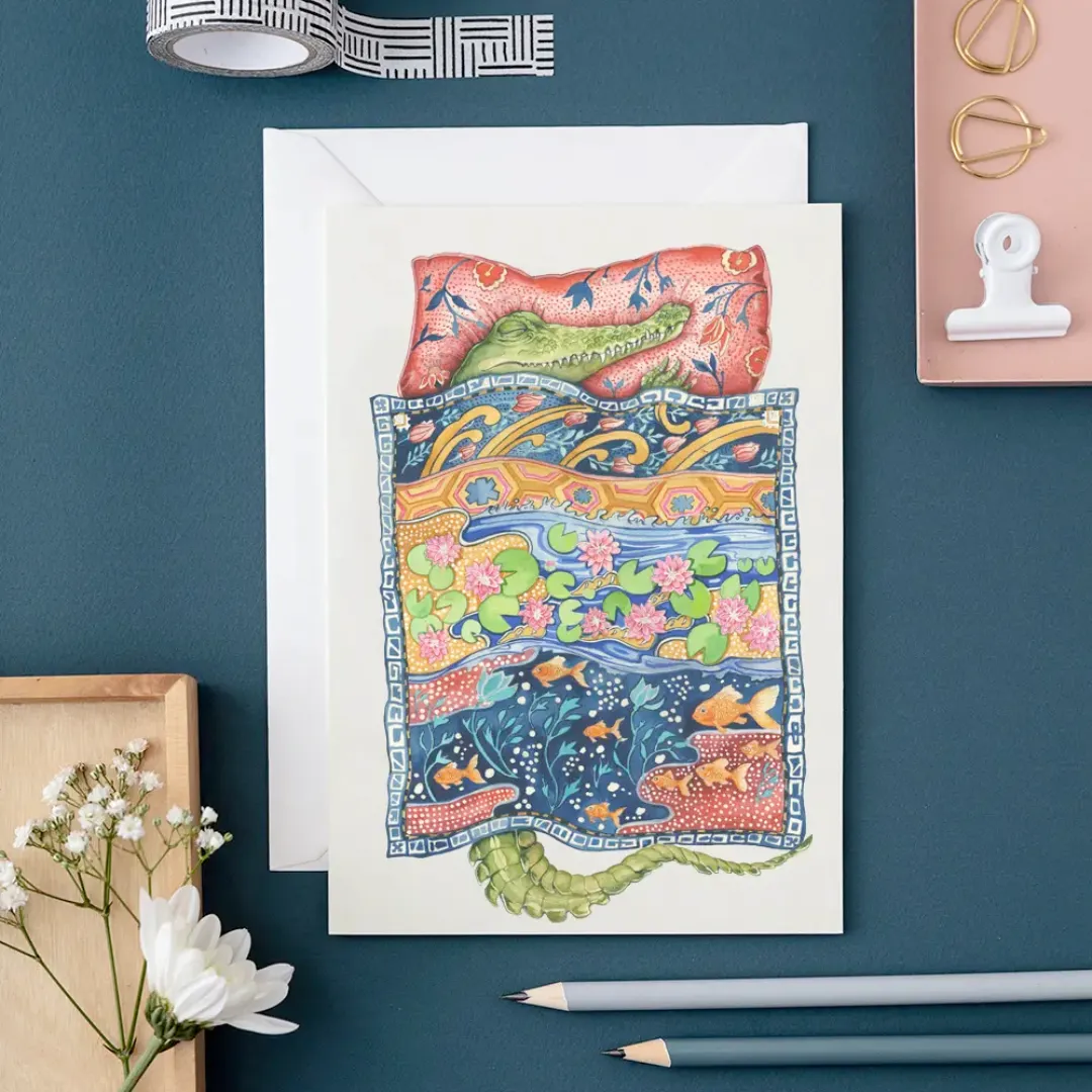Crocodile Asleep Note Card