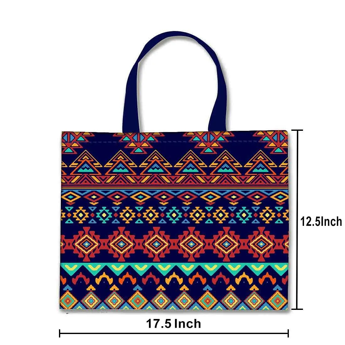 Designer Tote Bag With Zip Beach Gym Travel Bags -  Ethnic Pattern