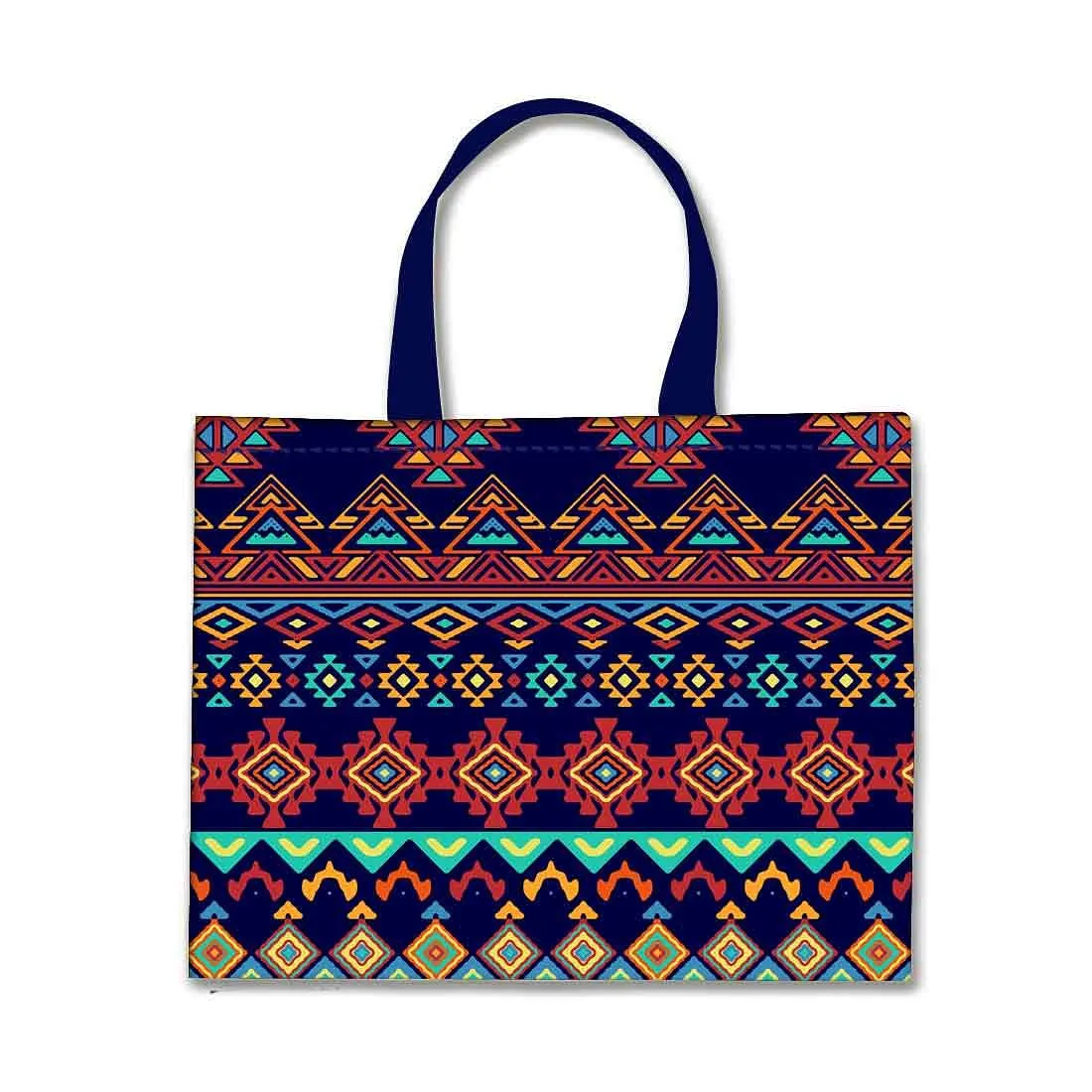 Designer Tote Bag With Zip Beach Gym Travel Bags -  Ethnic Pattern