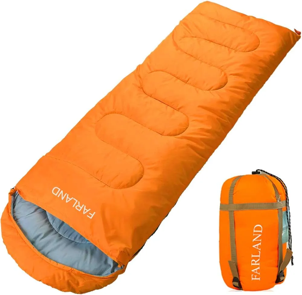 FARLAND Sleeping Bags 30 for Adults Teens Kids with Compression Sack Portable and Lightweight for 3-4 Season Camping, Hiking,Waterproof, Backpacking and Outdoors