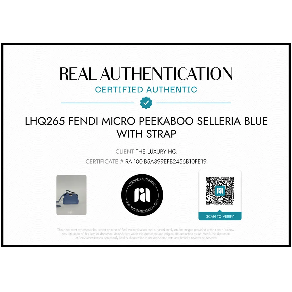 FENDI Micro Peekaboo Selleria Blue With Strap LHQ265