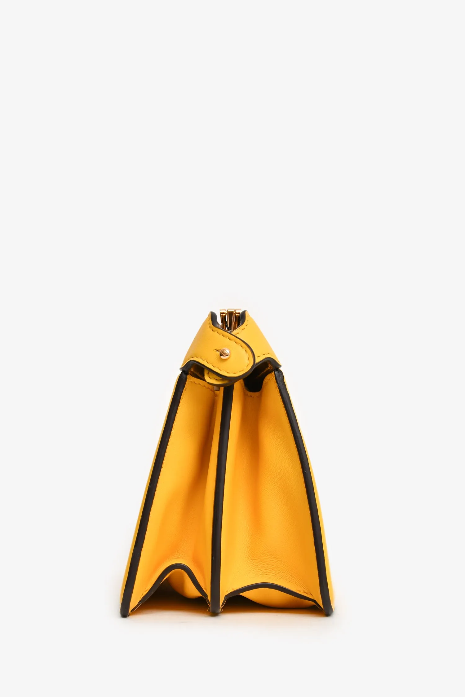 Fendi Yellow Leather Peekaboo ISEEU Mini East West Crossbody Bag