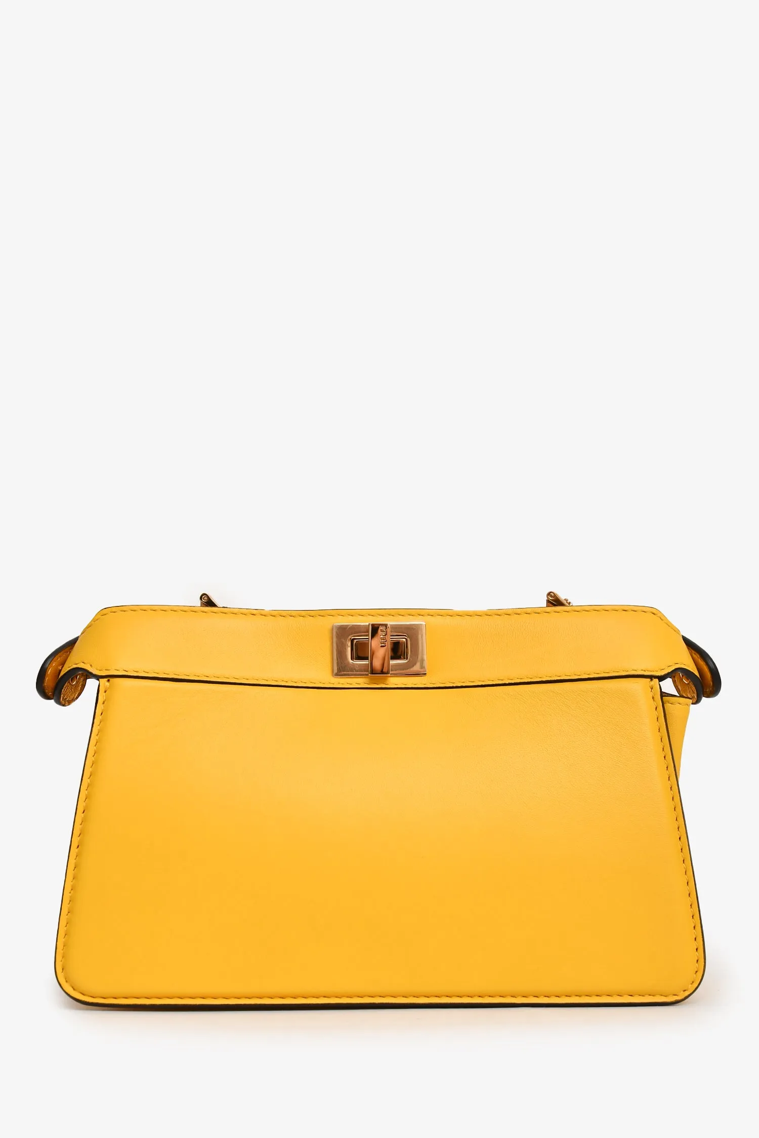 Fendi Yellow Leather Peekaboo ISEEU Mini East West Crossbody Bag