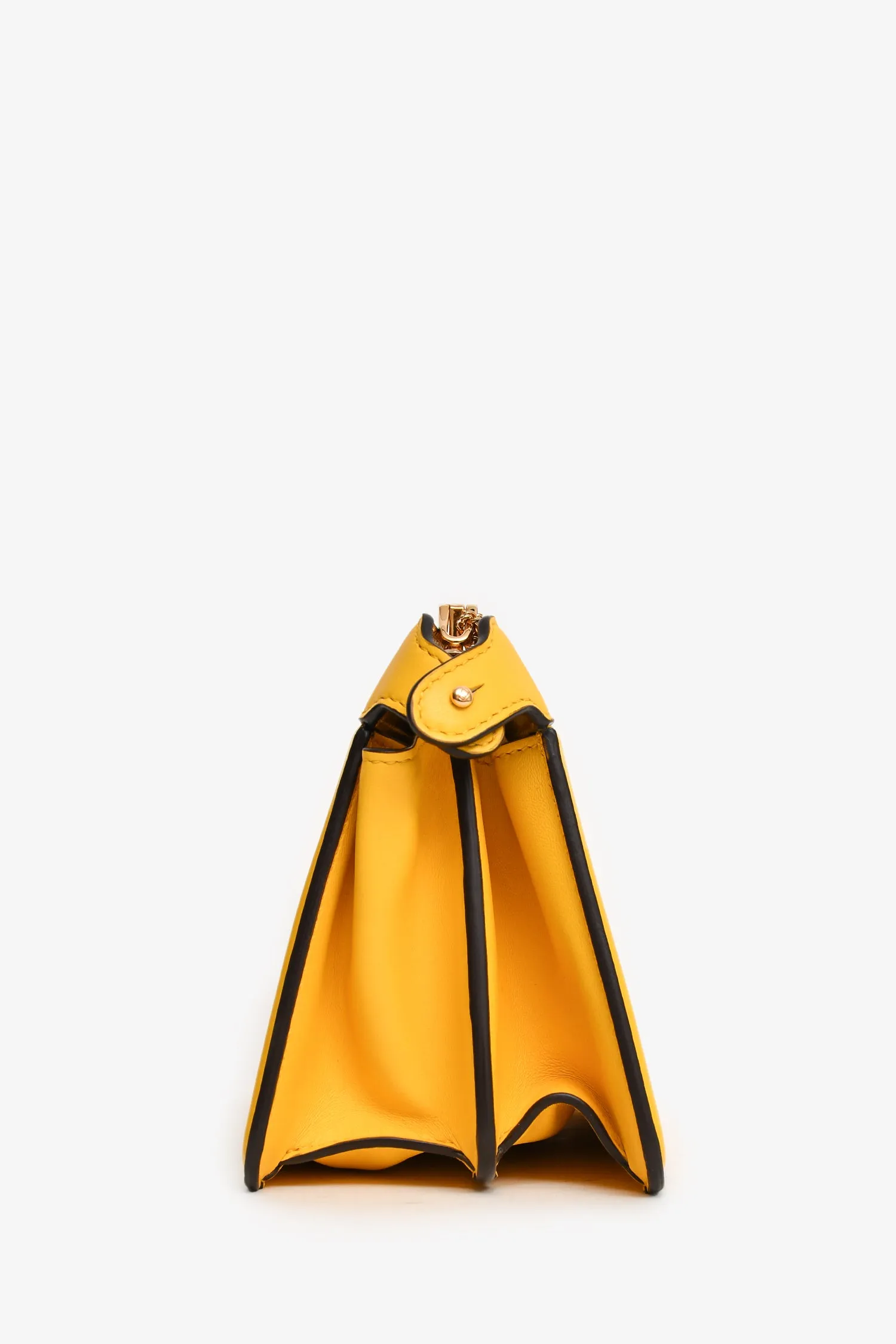 Fendi Yellow Leather Peekaboo ISEEU Mini East West Crossbody Bag