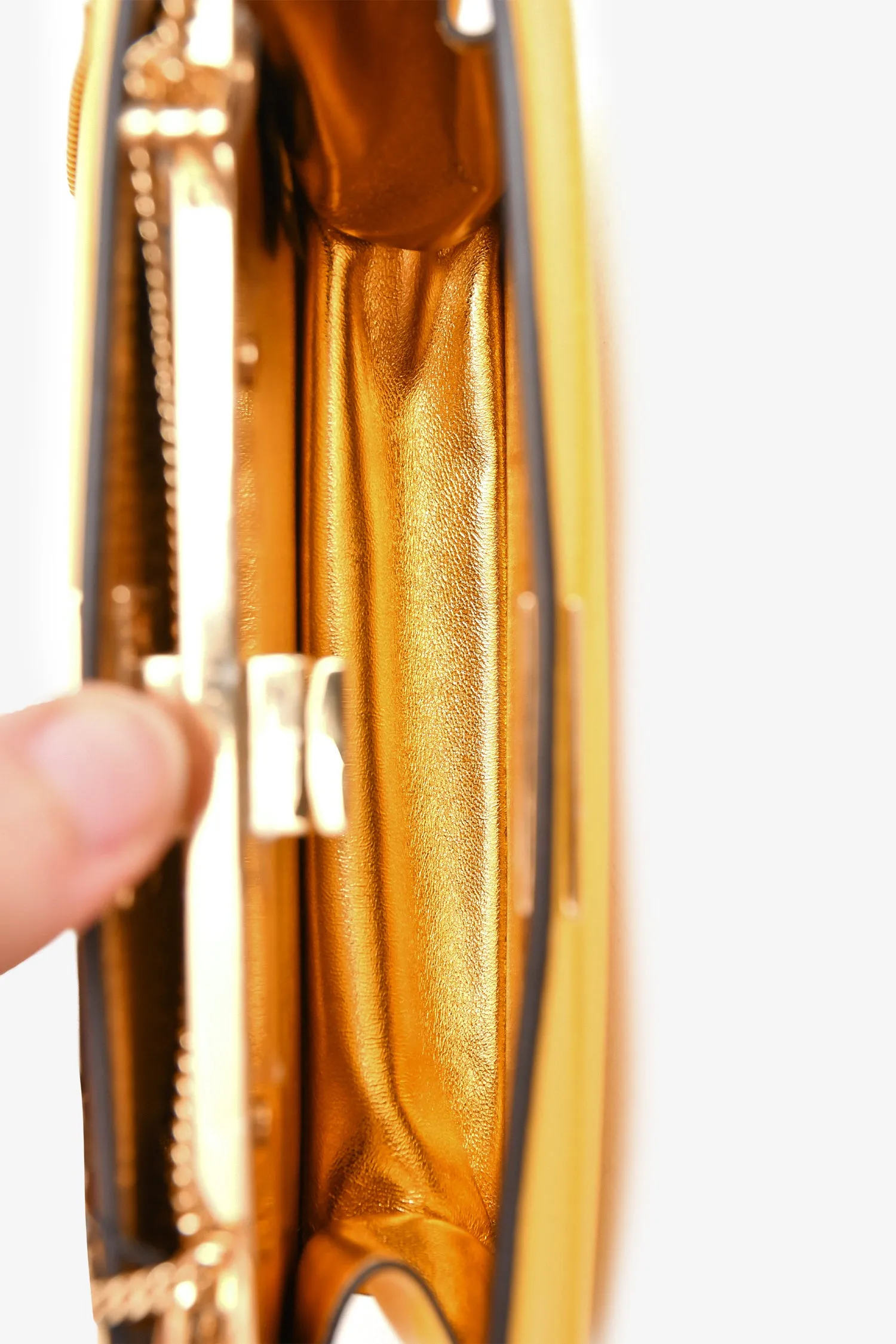Fendi Yellow Leather Peekaboo ISEEU Mini East West Crossbody Bag