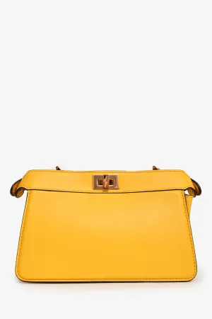 Fendi Yellow Leather Peekaboo ISEEU Mini East West Crossbody Bag