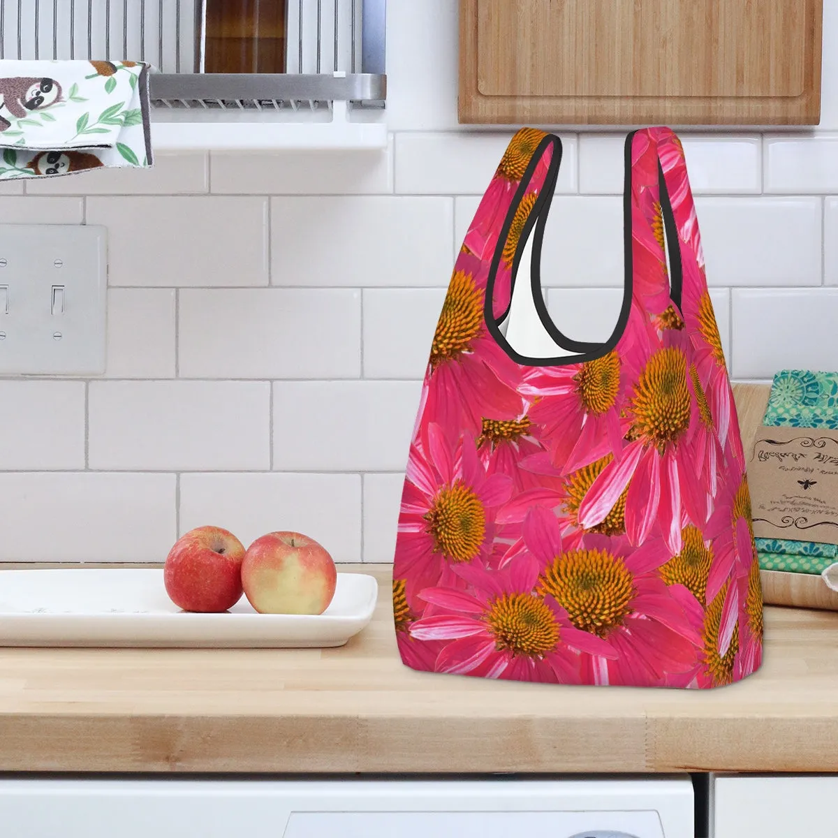 Folding Shopping Bag (Polyester with storage pouch) Echinacea 1