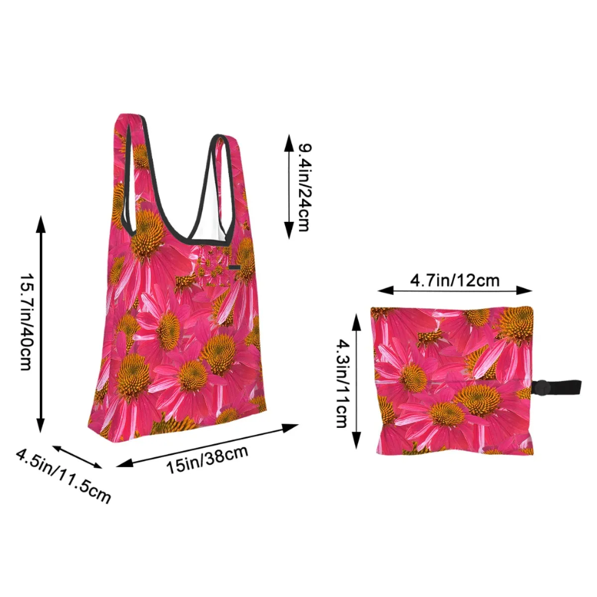 Folding Shopping Bag (Polyester with storage pouch) Echinacea 1