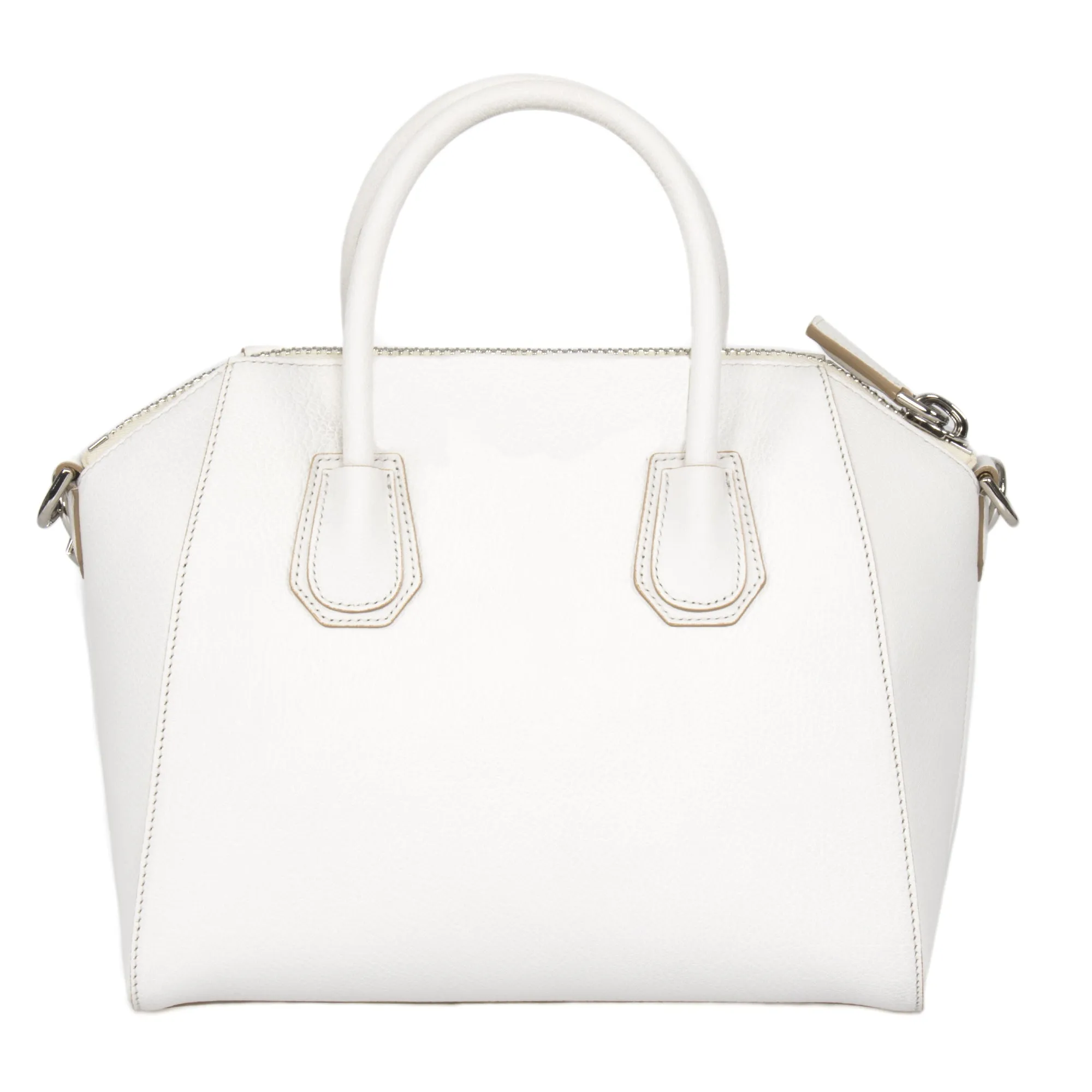 Givenchy Antigona Sugar Goatskin Leather Satchel Bag | White & SIlver Hardware | Small