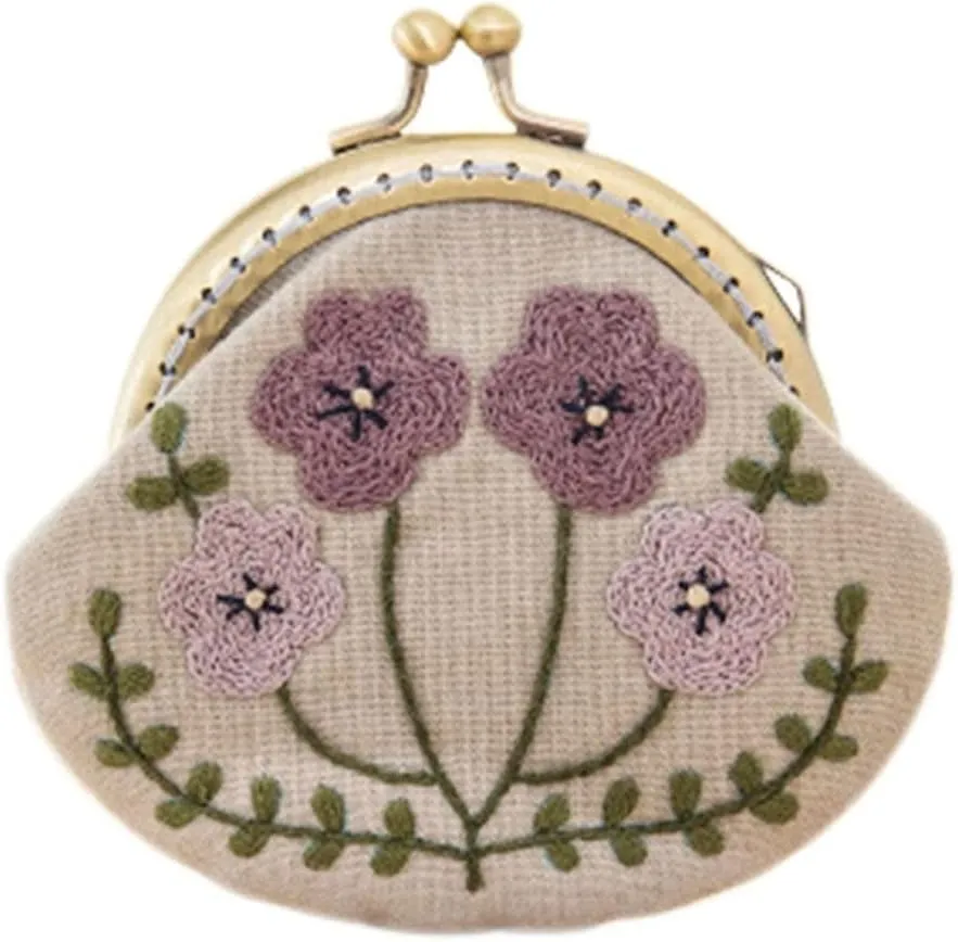 gofidin Flowers Bird Embroidered Clutch Coin Purse Wallet Handmade DIY Mobile Phone Bags Kit Embroidered for Wallet Crafts